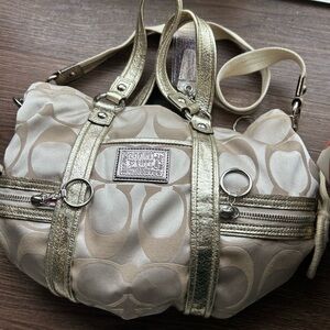 Coach Metallic Gold and Cream Shoulder Bag